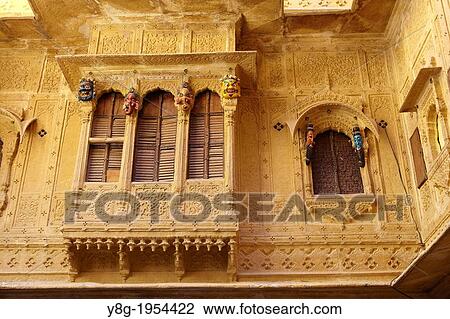 Jaisalmer - traditional carved sandstone interior of indian old haveli (mansion), Jaisalmer, Rajasthan, India. View Large Photo Image Stock Image - Jaisalmer - traditional carved sandstone interior of indian old haveli (mansion), Jaisalmer, Rajasthan, India.. Fotosearch