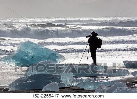 Jokulsarlon beach, Vatnatjokull glacier, Southern Iceland, Iceland, Europe. View Large Photo Image Stock Photo - Jokulsarlon beach, Vatnatjokull glacier, Southern Iceland, Iceland, Europe.. Fotosearch