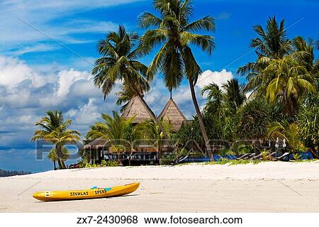 Kayak on a Hotel on a palm-lined beach, Koh Mook Sivalai Beach Resort Hotel, island of Ko Muk or, Thailand, Southeast Asia, Asia. View Large Photo Image Stock Photo - Kayak on a Hotel on a palm-lined beach, Koh Mook Sivalai Beach Resort Hotel, island of Ko Muk or, Thailand, Southeast Asia, Asia.. Fotosearch
