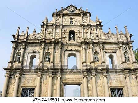 Stock Image - Landmark ruins of St. Paul's Macau, China.. Fotosearch