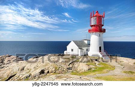 Lighthouse at Lindesnes, Norway. View Large Photo Image Stock Photography - Lighthouse at Lindesnes, Norway.. Fotosearch