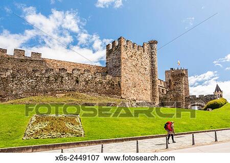 Los Templarios Castle in Ponferrada, Way of St. James, Leon, Spain. View Large Photo Image Stock Photo - Los Templarios Castle in Ponferrada, Way of St. James, Leon, Spain.. Fotosearch
