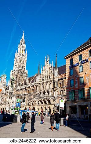 Marienplatz, main square with Neues Rathaus, new town hall, Altstadt, old town, Munich, Bavaria, Germany. View Large Photo Image Stock Image - Marienplatz, main square with Neues Rathaus, new town hall, Altstadt, old town, Munich, Bavaria, Germany.. Fotosearch