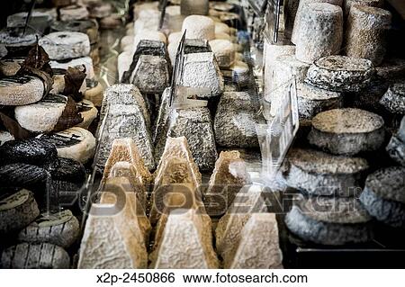 Stock Photograph - Market of Rue Mouffetard street in Paris, France.. Fotosearch