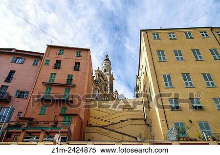 Menton, Old city center, Saint Michel Basilica, Alpes Maritimes, Provence Alpes Cote Azur, French Riviera, France. View Large Photo Image Stock Photography - Menton, Old city center, Saint Michel Basilica, Alpes Maritimes, Provence Alpes Cote Azur, French Riviera, France.. Fotosearch