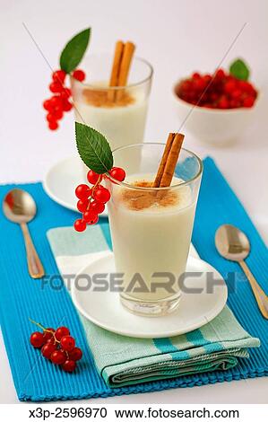 Meringue milk with red currants. View Large Photo Image Stock Image - Meringue milk with red currants.. Fotosearch