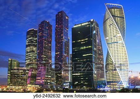 Moscow City at Dusk, Russia. View Large Photo Image Stock Image - Moscow City at Dusk, Russia.. Fotosearch