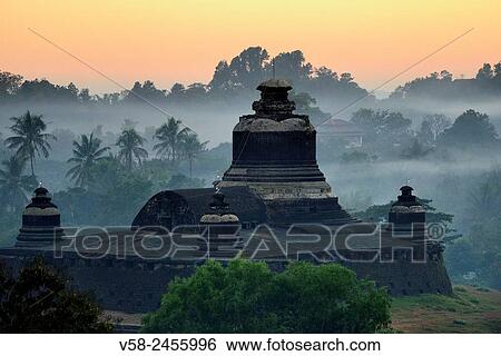 Myanmar, Rakhine State, Mrauk U, Dukkanthein pagoda at sunset. View Large Photo Image Stock Photograph - Myanmar, Rakhine State, Mrauk U, Dukkanthein pagoda at sunset.. Fotosearch