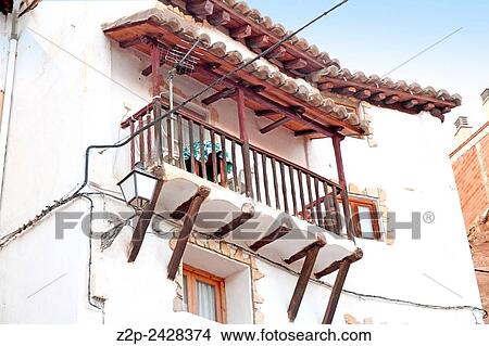 Old balcony Ademuz village Spain. View Large Photo Image Picture - Old balcony Ademuz village Spain.. Fotosearch