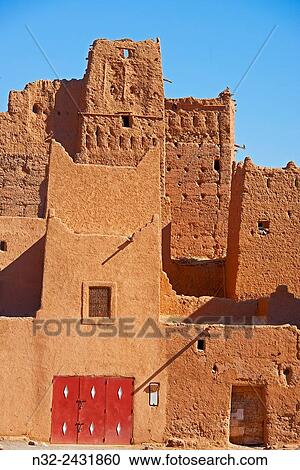 Stock Image - Old Kasbah, Zagora, Palm Grove, Oasis, Draa Valley, Souss-Massa-Draa region, Valley of the Draa river, Anti Atlas, Morocco, Maghreb, North Africa.. Fotosearch