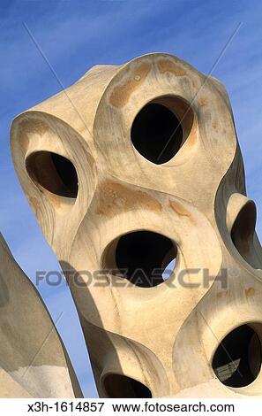 on the roof of the Casa Mila known as La Pedrera, a building designed by the Catalan architect Antoni Gaudi, Barcelona, Catalonia, Spain, Europe View Large Photo Image Stock Photo - on the roof of the Casa Mila known as La Pedrera, a building designed by the Catalan architect Antoni Gaudi, Barcelona, Catalonia, Spain, Europe. Fotosearch