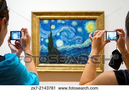 Painting?? Starry Night?? by Van Gogh at the Museum of Modern Art MOMA. View Large Photo Image Stock Image - Painting?? Starry Night?? by Van Gogh at the Museum of Modern Art MOMA.. Fotosearch