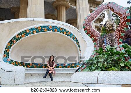 Stock Photo - Park Gell by Antonio Gaud. Barcelona. Catalonia. Spain.. Fotosearch