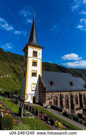 Picturesque St. Laurentius Church (St. Lawrences Church) in Bremm, Rhineland-Palatinate, Germany, Europe View Large Photo Image Stock Photo - Picturesque St. Laurentius Church (St. Lawrences Church) in Bremm, Rhineland-Palatinate, Germany, Europe. Fotosearch