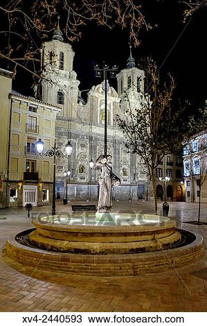 Plaza de San Cayetano by Night, Saragossa, Spain. View Large Photo Image Stock Image - Plaza de San Cayetano by Night, Saragossa, Spain.. Fotosearch
