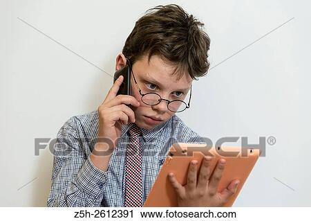 Stock Image - Portrait of a middle school student on a dedicated white background.. Fotosearch
