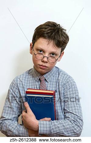 Stock Photo - Portrait of a middle school student on a dedicated white background.. Fotosearch
