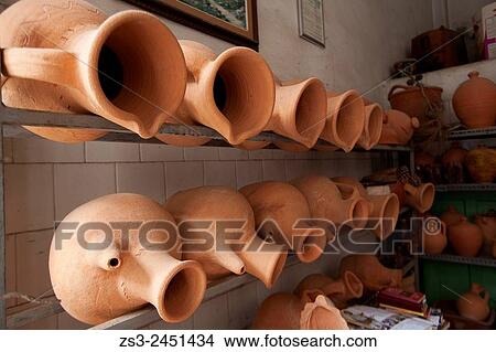 Picture - Pottery in town center, Rethymno, Crete, Greek Islands, Greece, Europe.. Fotosearch