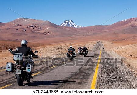 Stock Photography - Road to Argentina, Altiplano, Puna, near Salar de Aguas Calientes and Salar de de Tara, Atacama desert. Region de Antofagasta. Chile.. Fotosearch