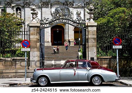 Stock Photography - Rolls-Royce wedding car, parking at Madrid, Spain.. Fotosearch