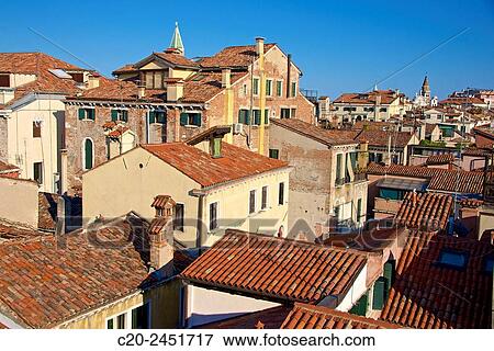 Roofs and chimneys, San Marco Campanile in the background, Venice, Venetia, Italy. View Large Photo Image Stock Photo - Roofs and chimneys, San Marco Campanile in the background, Venice, Venetia, Italy.. Fotosearch