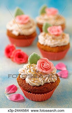Roses cupcakes. View Large Photo Image Picture - Roses cupcakes.. Fotosearch