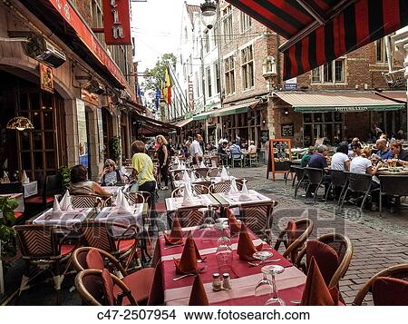 Rue des Bouchers, Brussels, Belgium View Large Photo Image Picture - Rue des Bouchers, Brussels, Belgium. Fotosearch