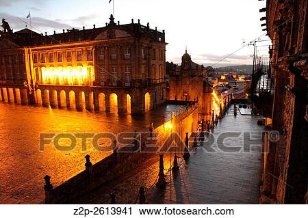 Santiago de Compostela by night Spain. Obradoiro square. Galicia Spain View Large Photo Image Stock Image - Santiago de Compostela by night Spain. Obradoiro square. Galicia Spain. Fotosearch