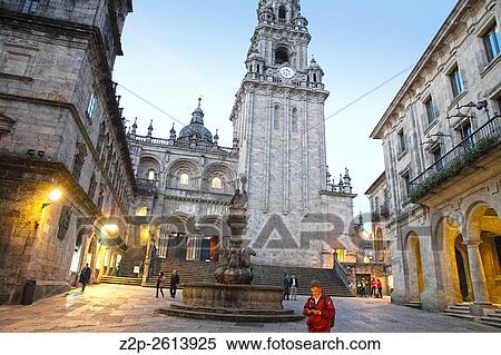 Santiago de Compostela by night Spain. Platerias square. View Large Photo Image Stock Photography - Santiago de Compostela by night Spain. Platerias square.. Fotosearch