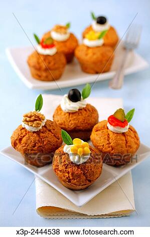 Stock Photo - Savory cupcakes with cheese and pumpkin. e.. Fotosearch