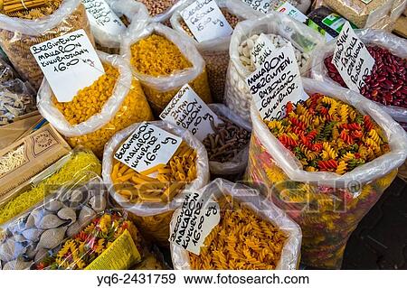 Selection of pasta at the food market in Krakow, Poland. View Large Photo Image Stock Photo - Selection of pasta at the food market in Krakow, Poland.. Fotosearch