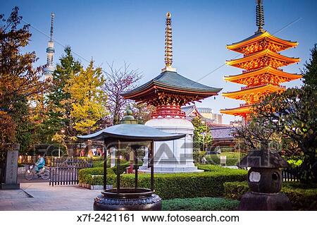 Senso-ji Temple and in background at left the Sky Tree Tower, Asakusa, Tokyo, Japan. View Large Photo Image Stock Image - Senso-ji Temple and in background at left the Sky Tree Tower, Asakusa, Tokyo, Japan.. Fotosearch