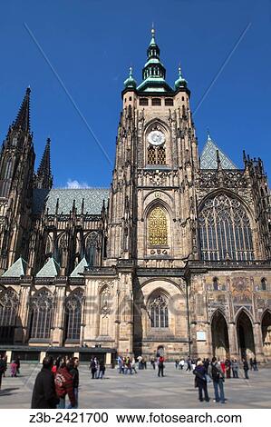 Side view of the gothic St Vitus Cathedral, built from 1344 at Prague Castle, Hradcany district, Prague, Praha, Czech Republic, Europe. View Large Photo Image Stock Image - Side view of the gothic St Vitus Cathedral, built from 1344 at Prague Castle, Hradcany district, Prague, Praha, Czech Republic, Europe.. Fotosearch