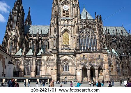 Side view of the gothic St Vitus Cathedral, built from 1344 at Prague Castle, Hradcany district, Prague, Praha, Czech Republic, Europe. View Large Photo Image Stock Image - Side view of the gothic St Vitus Cathedral, built from 1344 at Prague Castle, Hradcany district, Prague, Praha, Czech Republic, Europe.. Fotosearch