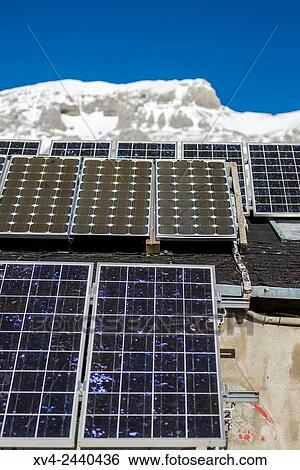 Solar panels of Lizara Refuge, Aragues Valley, Nature Park of Valles Occidentales, Huesca Pyrenees, Aragon, Spain. View Large Photo Image Stock Photograph - Solar panels of Lizara Refuge, Aragues Valley, Nature Park of Valles Occidentales, Huesca Pyrenees, Aragon, Spain.. Fotosearch
