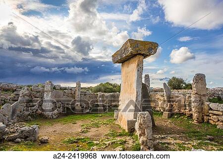 Spain balearic Islands, Menorca Island, Trepuco prehistoric remains, taula. View Large Photo Image Stock Photo - Spain balearic Islands, Menorca Island, Trepuco prehistoric remains, taula.. Fotosearch
