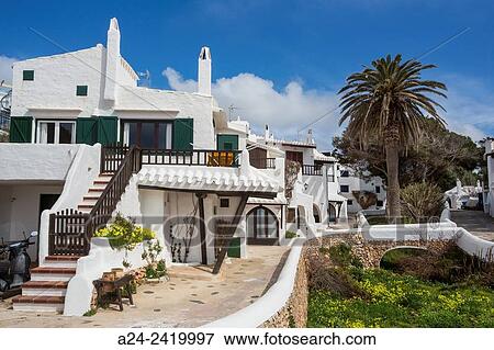 Spain, Balearic Islands, Menorca Island, Old Binibeca Fishing Village. View Large Photo Image Stock Photo - Spain, Balearic Islands, Menorca Island, Old Binibeca Fishing Village.. Fotosearch