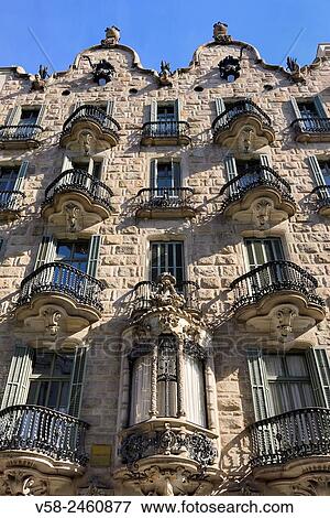 Stock Photo - Spain, Catalonia, Barcelona, Casa Calvet, designed by Antoni Gaud (1898-1900).. Fotosearch
