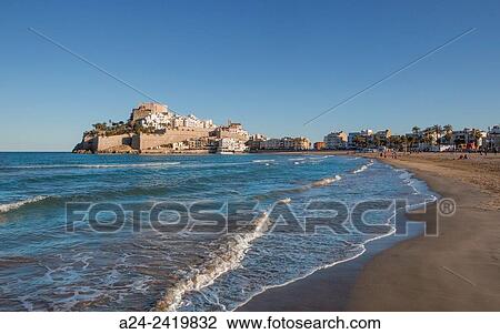 Spain, Valencia region, Castellon Province, Pe±iscola City,. View Large Photo Image Stock Image - Spain, Valencia region, Castellon Province, Pe±iscola City,.. Fotosearch