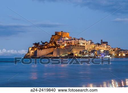 Spain, Valencia region, Castellon Province, Pe±iscola City,. View Large Photo Image Stock Image - Spain, Valencia region, Castellon Province, Pe±iscola City,.. Fotosearch