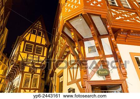Spitzh? uschen in Bernkastel-Kues at night, Rhineland-Palatinate, Germany. View Large Photo Image Stock Image - Spitzh? uschen in Bernkastel-Kues at night, Rhineland-Palatinate, Germany.. Fotosearch