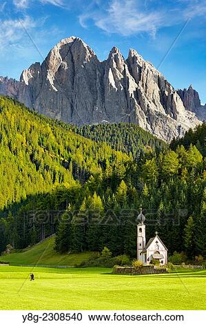 St Johann Church, Santa Maddalena, Val Di Funes, Italy. View Large Photo Image Stock Image - St Johann Church, Santa Maddalena, Val Di Funes, Italy.. Fotosearch