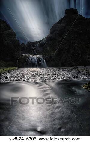 Stjornarfoss Waterfalls, Iceland. View Large Photo Image Stock Photograph - Stjornarfoss Waterfalls, Iceland.. Fotosearch