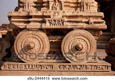 Stock Photography - Stone Chariot and Vittala Temple in Hampi, Karnataka, India, Asia.. Fotosearch
