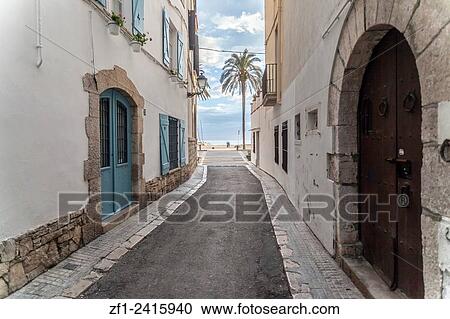 Street in Sitges, Catalonia, Spain. View Large Photo Image Stock Image - Street in Sitges, Catalonia, Spain.. Fotosearch