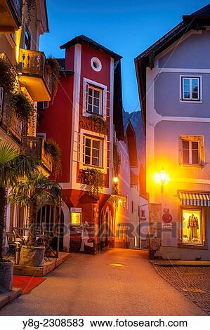 Street of Hallstatt, Austria. View Large Photo Image Stock Image - Street of Hallstatt, Austria.. Fotosearch