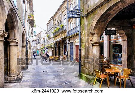 Street. Santiago de Compostela. La Coru±a, Galicia, Spain, Europe. View Large Photo Image Stock Photo - Street. Santiago de Compostela. La Coru±a, Galicia, Spain, Europe.. Fotosearch