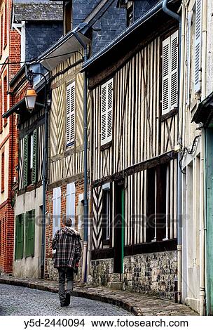 street scene, traditional architecture, Honfleur, Calvados, Normandy, France. View Large Photo Image Picture - street scene, traditional architecture, Honfleur, Calvados, Normandy, France.. Fotosearch