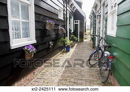 Stock Image - Streets in Marken, Holland.. Fotosearch