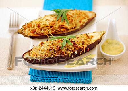 Stuffed aubergines with quinoa. View Large Photo Image Stock Photo - Stuffed aubergines with quinoa.. Fotosearch